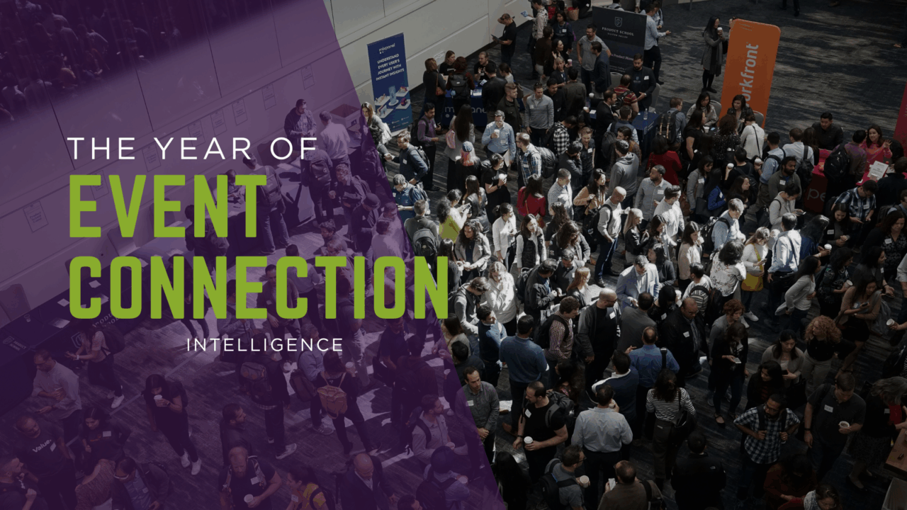 Picture of people at a large tradeshow.