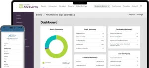 A2Z Events dashboard for an example event, showing a quick summary of key metrics