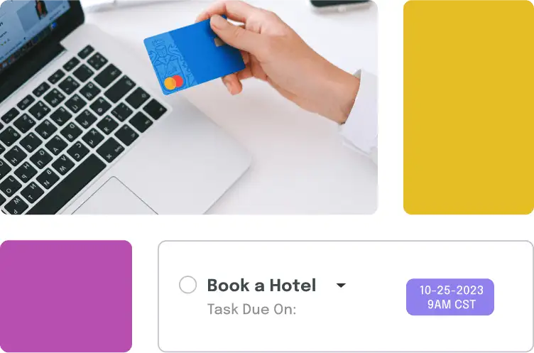 a person booking a hotel online using a credit card