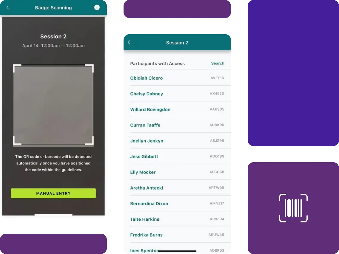 badge scanning interface