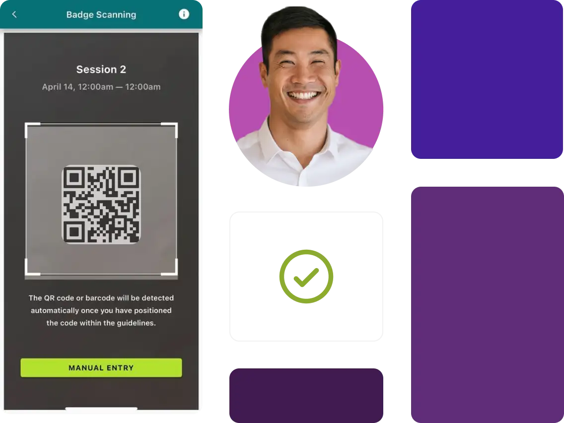 badge scanning with a QR code