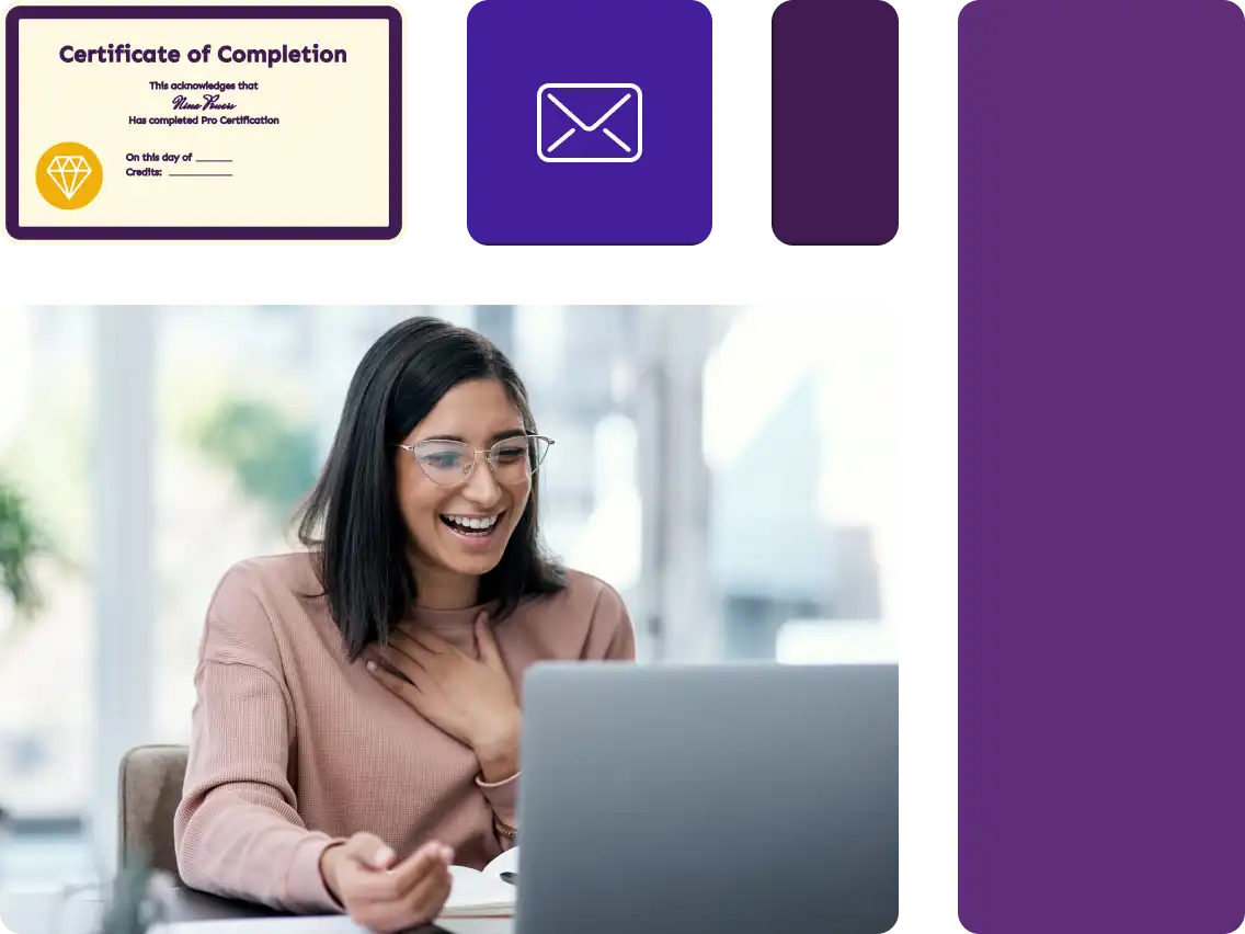 woman receiving continuing education certificate