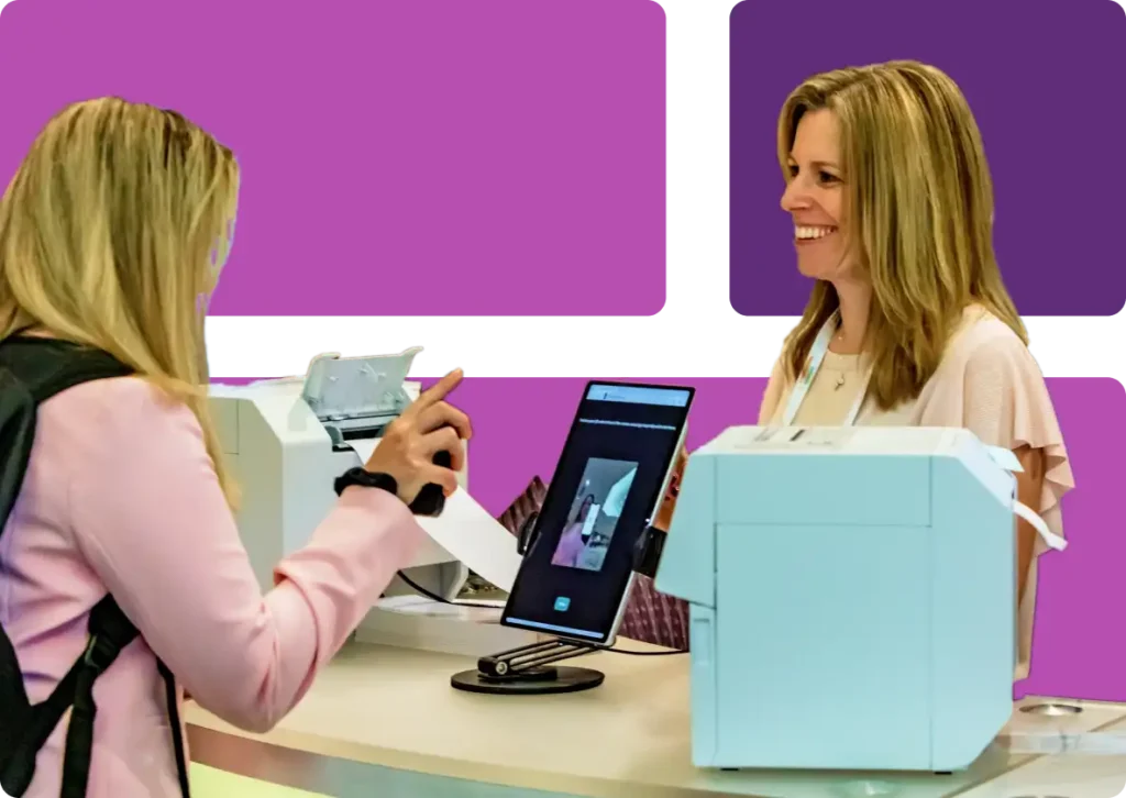 participant checks in using a tablet