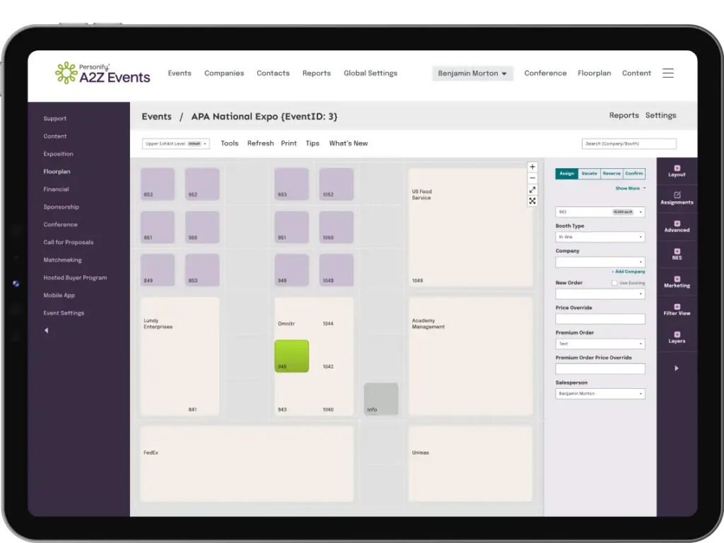 floor attributes screen