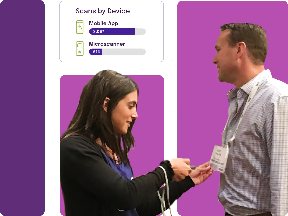 woman scanning a badge