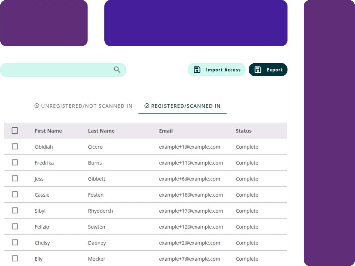 list view of participants signed in